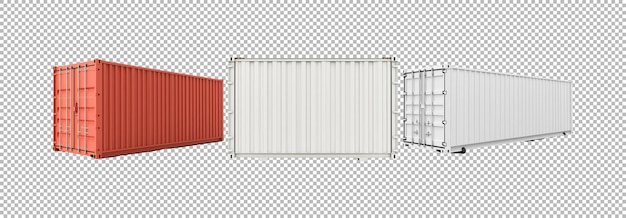 Colorful Shipping Containers on Transparent Background