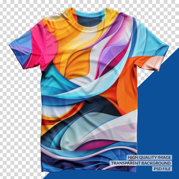 PSD a colorful shirt with the word  t - shirt  on it