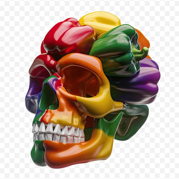 PSD a colorful skull with a colorful pattern of the word quot rainbow quot