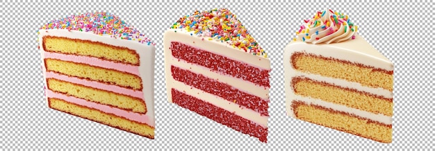 Colorful Slices of Layered Cake with Toppings