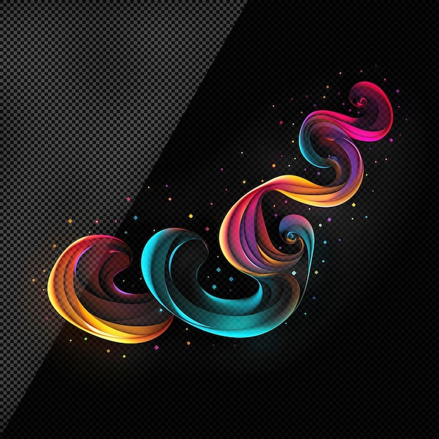 Colorful smoke curves isolated transparent background