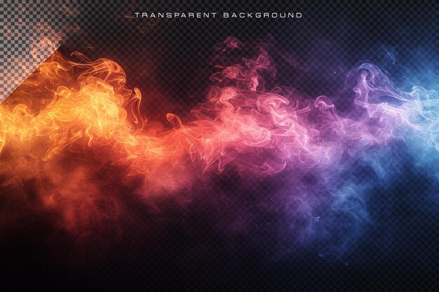 PSD colorful smoke lighting beam on transparent background