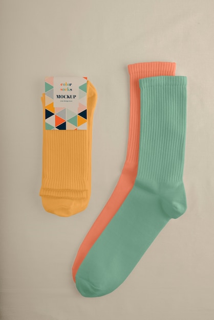 Colorful socks design mockup