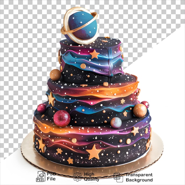 Colorful SpaceThemed Cake Painted in Watercolor