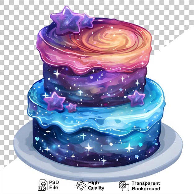 PSD colorful spacethemed cake painted in watercolor