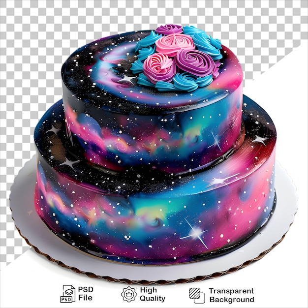 Colorful SpaceThemed Cake Painted in Watercolor