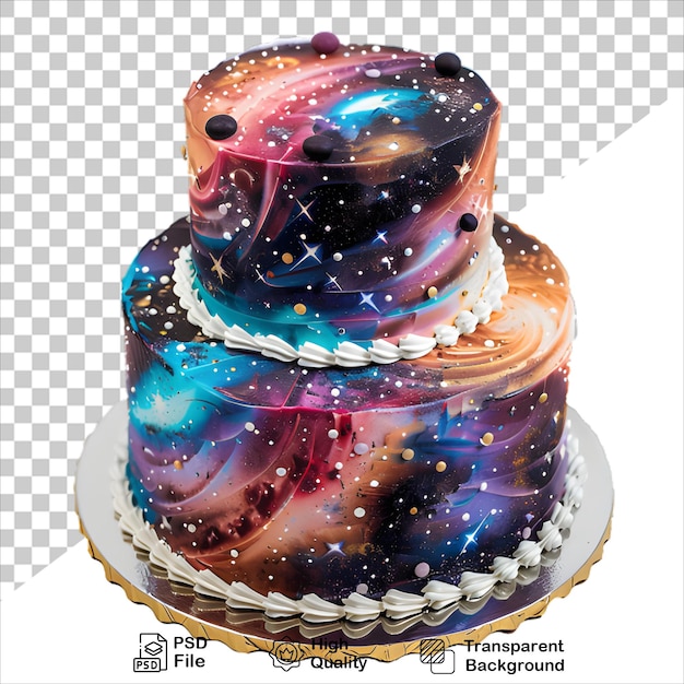 PSD colorful spacethemed cake painted in watercolor