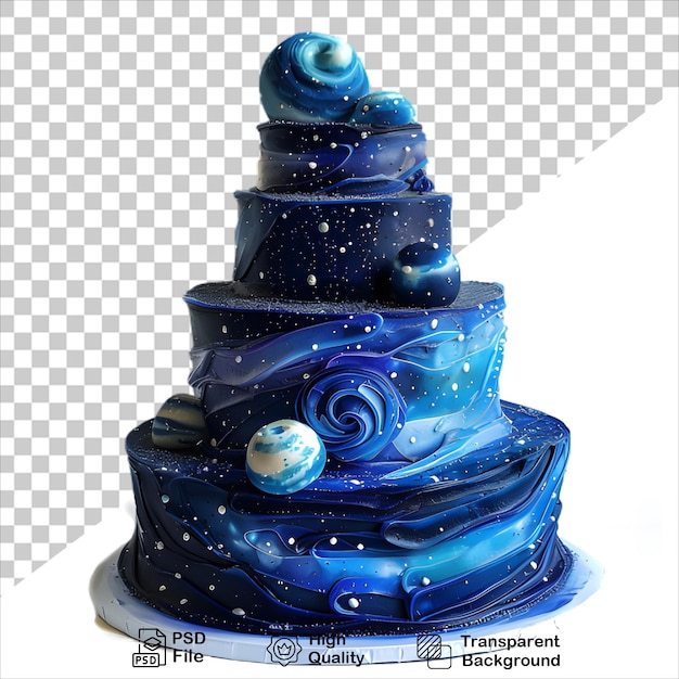 PSD colorful spacethemed cake painted in watercolor