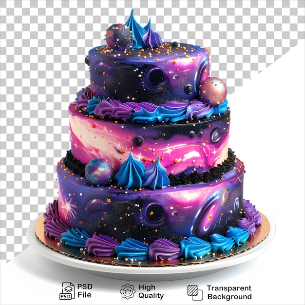 Colorful SpaceThemed Cake Painted in Watercolor