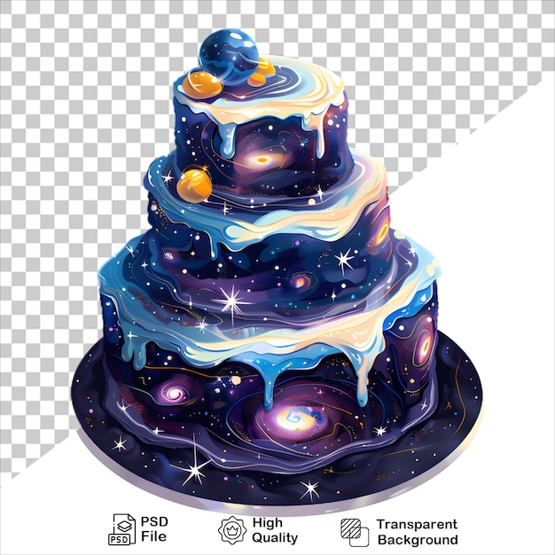 PSD colorful spacethemed cake painted in watercolor