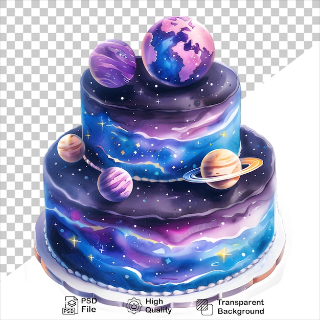 Colorful SpaceThemed Cake Painted in Watercolor