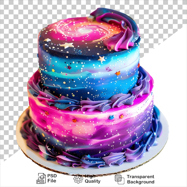 PSD colorful spacethemed cake painted in watercolor