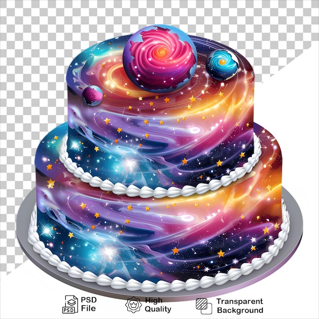 Colorful SpaceThemed Cake Painted in Watercolor