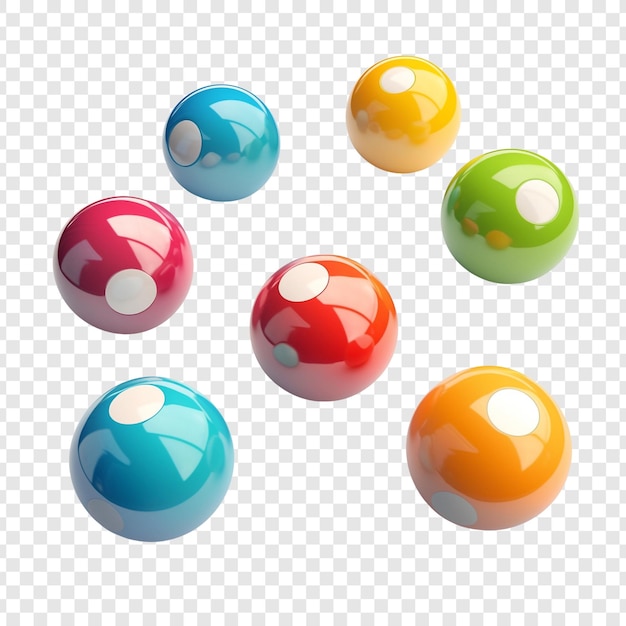 PSD colorful spheres with white spots