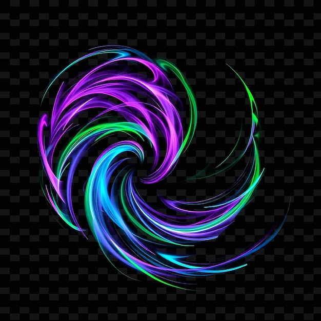 PSD a colorful spiral with the word quot swirl quot on a black background