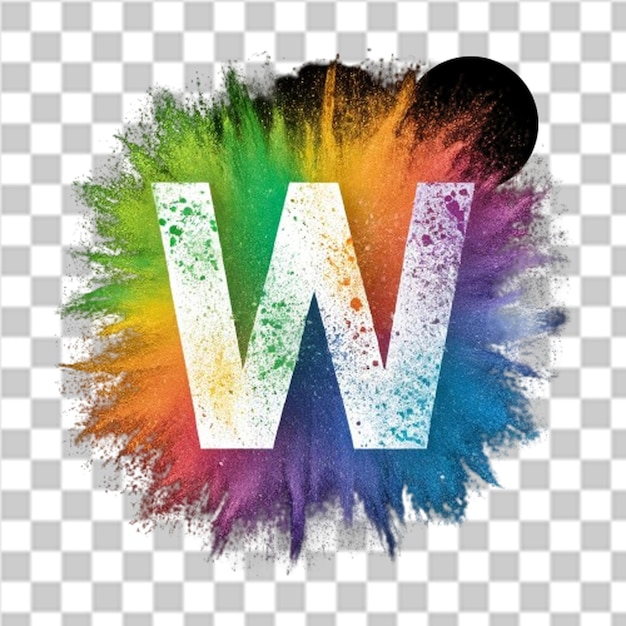 a colorful splash of color is shown with the letter w on it