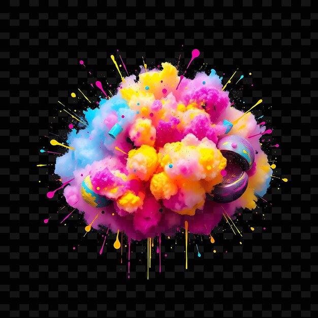 a colorful splash of colored powder is shown with a black background