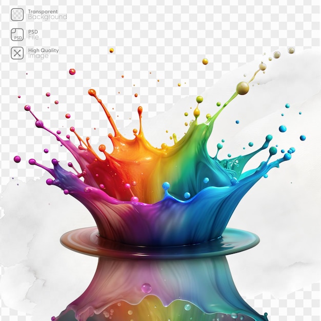 Colorful splash of paint on a transparent background