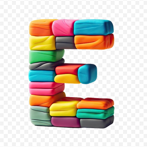 PSD a colorful stack of toys with the letter e on it