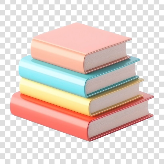 Colorful stacked books on transparent