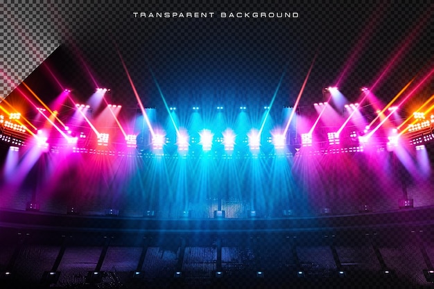 Colorful Stage lighting on transparent background