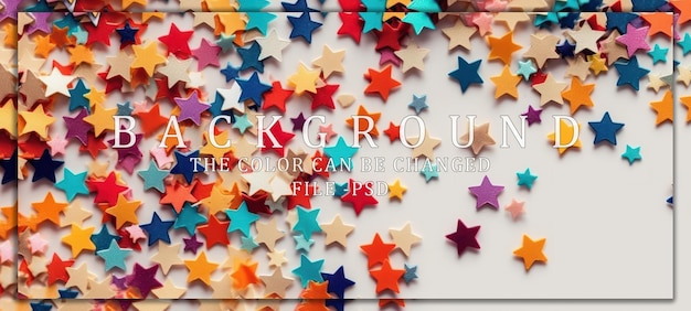 PSD colorful stars scattered on white background