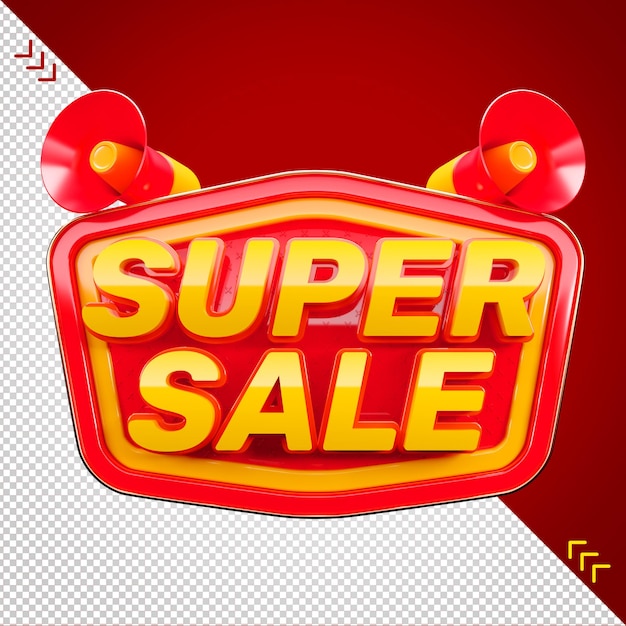 Colorful super sale badge 3D render