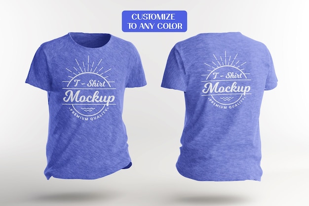 Colorful T-shirt front and back mockup template design