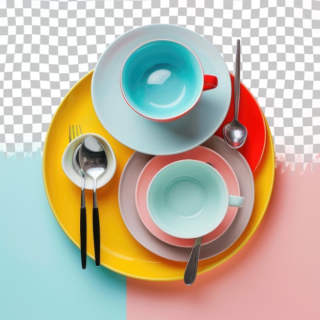 PSD a colorful table with a plate of cutlery and a plate with spoons and spoons