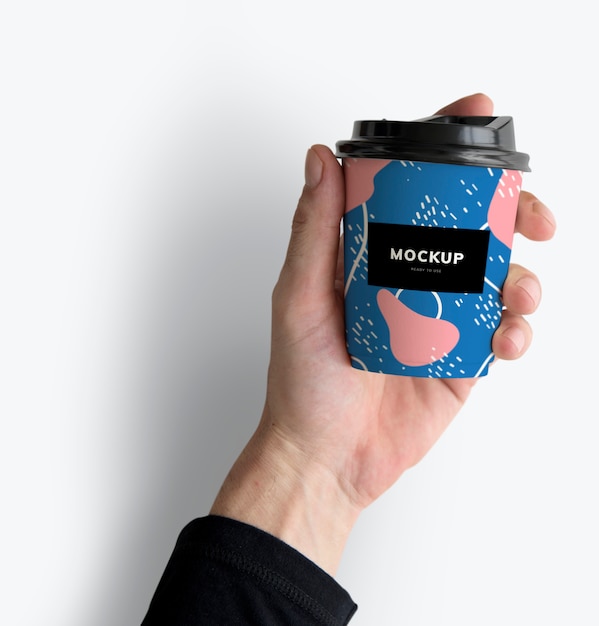 PSD colorful takeaway coffee cup mockup design