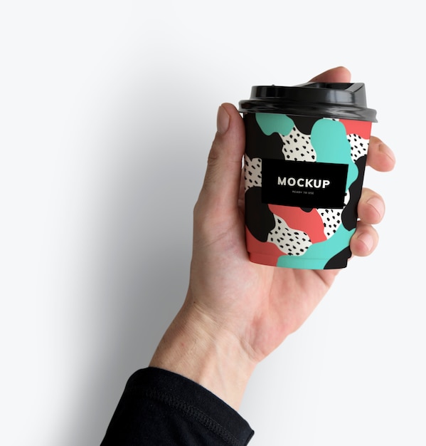 PSD colorful takeaway coffee cup mockup design