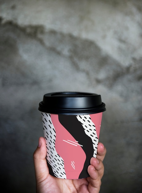 PSD colorful takeaway coffee cup mockup design