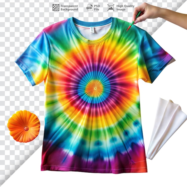 PSD colorful tiedye tshirt showcasing a vibrant and creative design