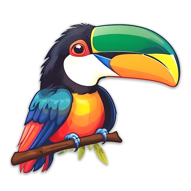 colorful Toucan bird white background psd