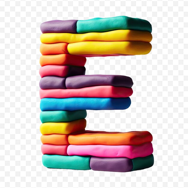 PSD colorful towels with the letter e on a transparent background