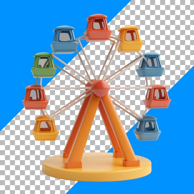 PSD colorful toy ferris wheel isolated with transparent background