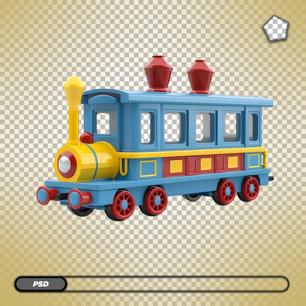 PSD colorful toy train isolated on white background isolated on transparent background