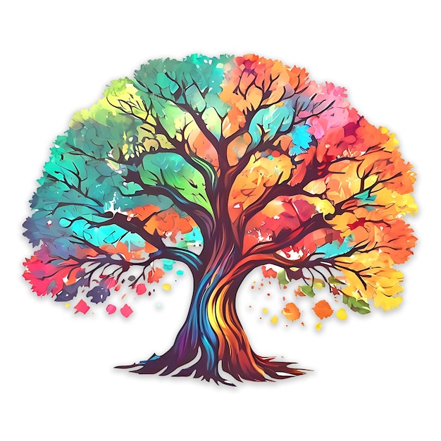 colorful tree Logo psd design