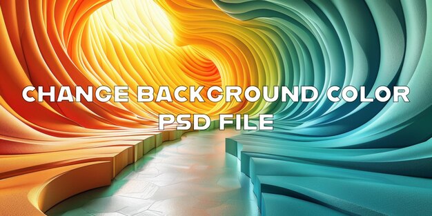 PSD a colorful tunnel with a rainbow on the wall