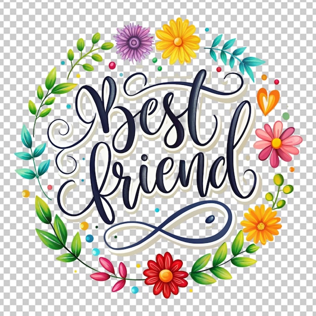 PSD a colorful typography for the text best friend png