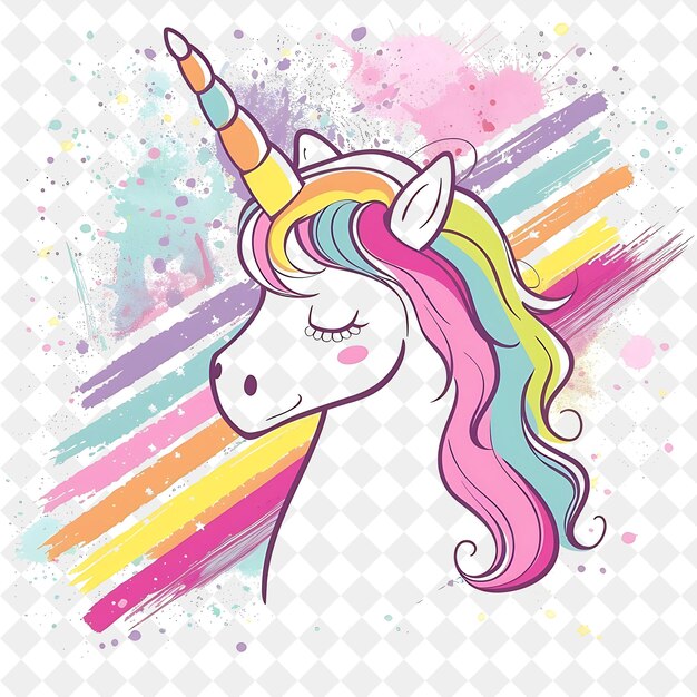 a colorful unicorn with a long mane and the word unicorn on it