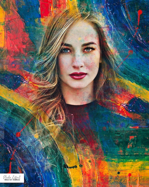 Colorful unique modern portrait photo painting effect