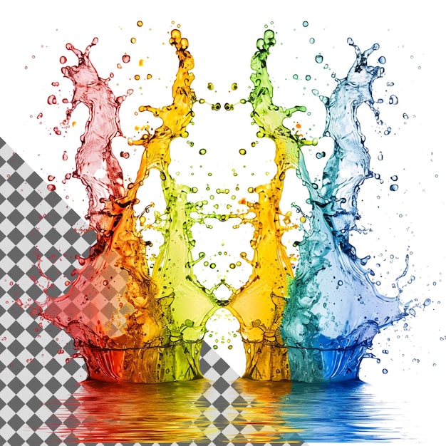 PSD colorful water splashes isolated on transparent background vibrant dynamic fluid artistic