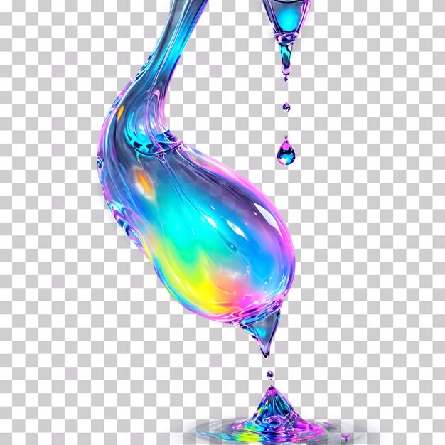 PSD a colorful water with the colors of the rainbow flowing down on a transparent background