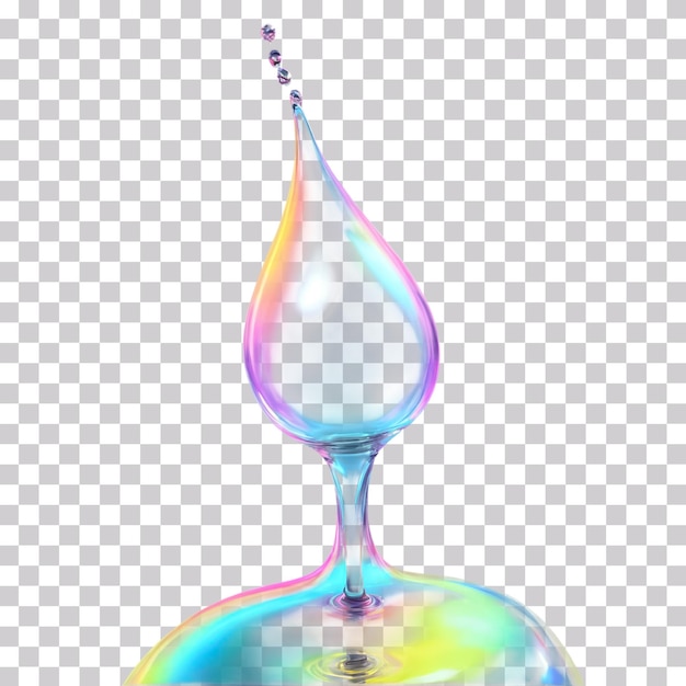 A colorful water with the colors of the rainbow flowing down on a transparent background