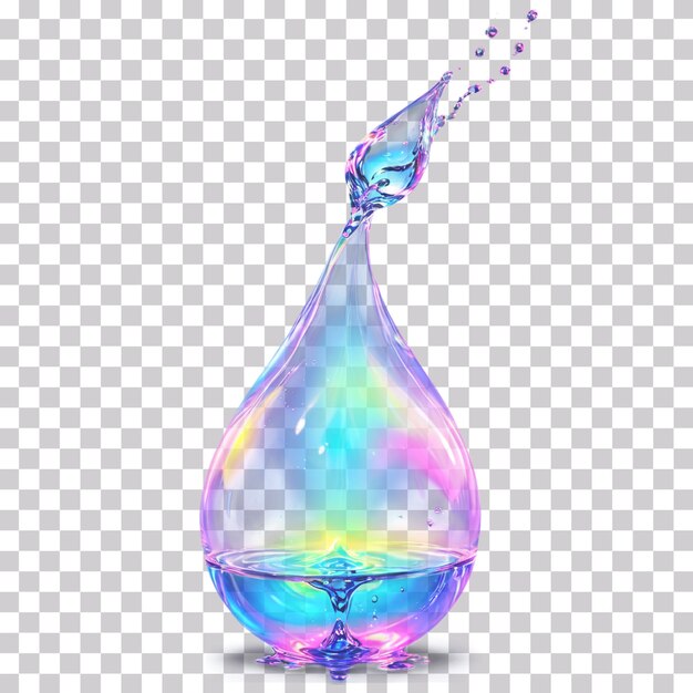 A colorful water with the colors of the rainbow flowing down on a transparent background