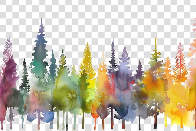 PSD colorful watercolor forest illustration