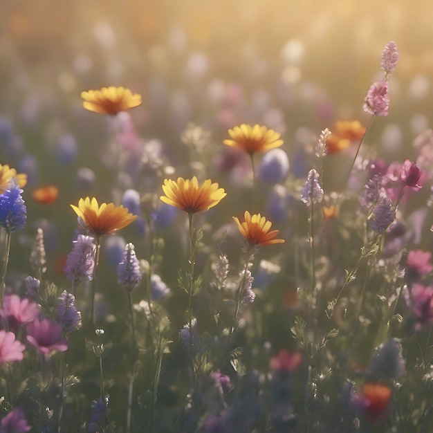 Colorful wildflower field background