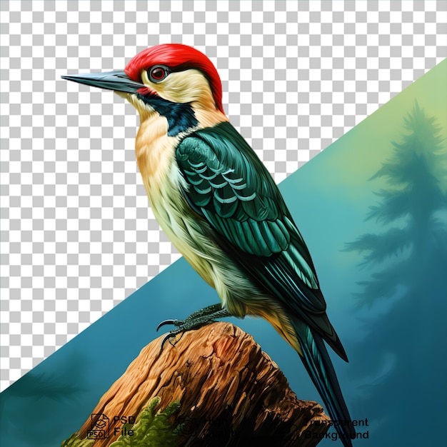 PSD colorful woodpecker illustration isolated on transparent background include png file