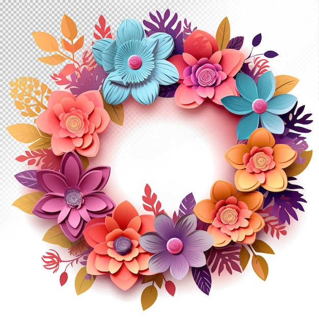 PSD a colorful wreath with flowers and a picture of a flower